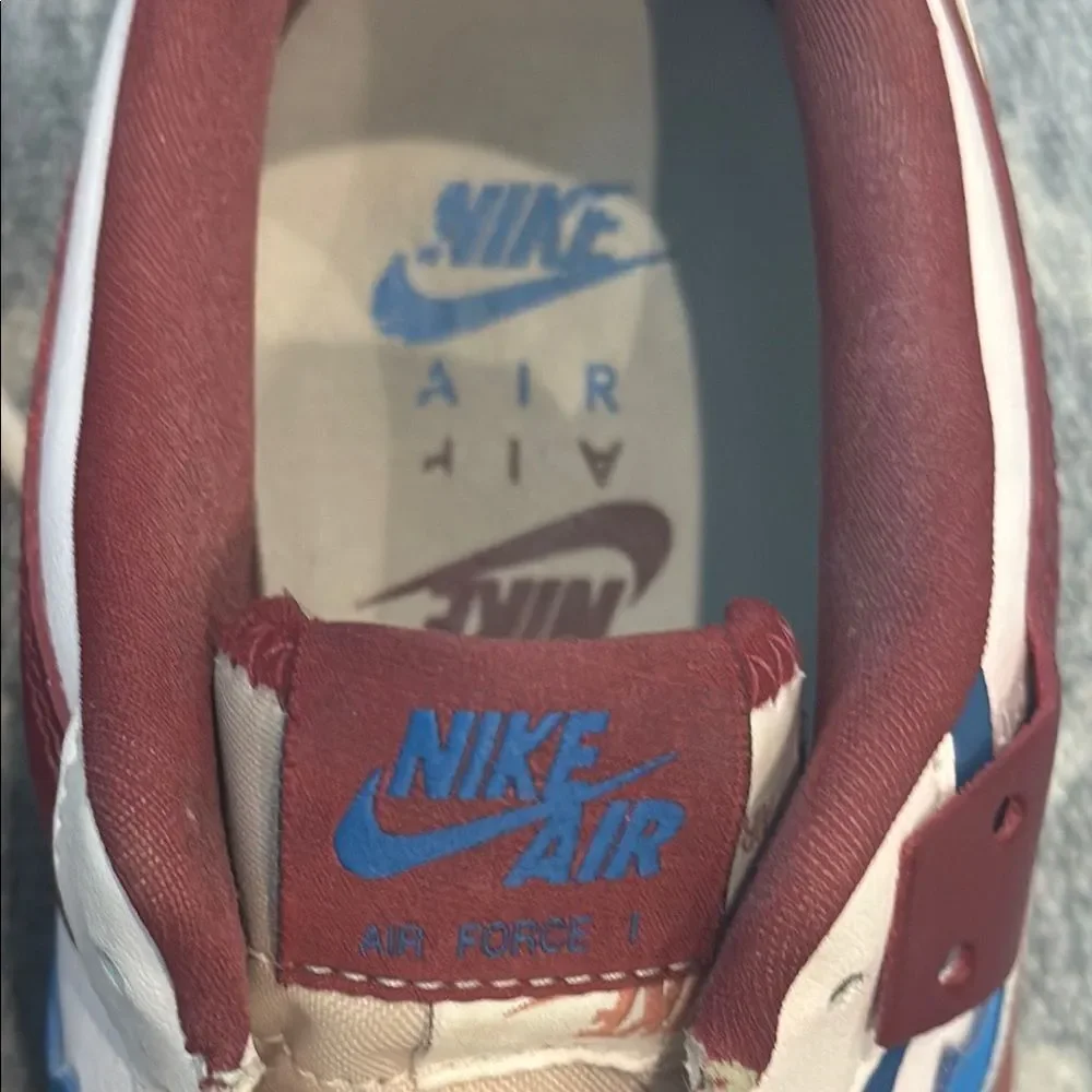 Nike Air Force 1 Athletic Shoes - White, Blue, Red